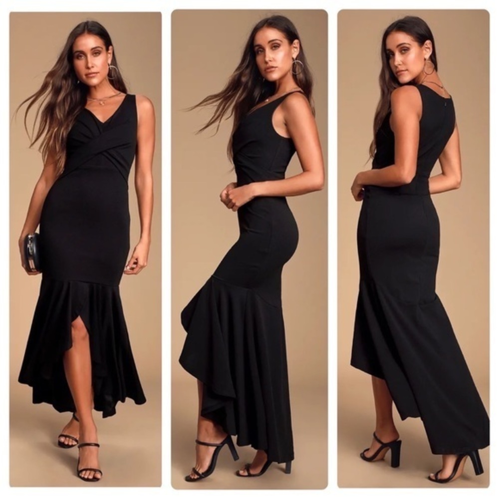 NWT Lulu’s Noreen Black Sleeveless High-Low Maxi Dress XL EE8